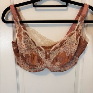Panache Clara Lace Underwire Bra 34HH Dusty Rose Full Support